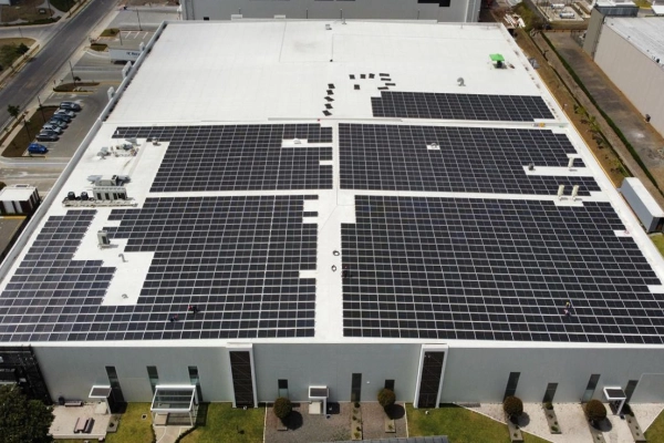 Building in Costa Rica with solar panels on roof